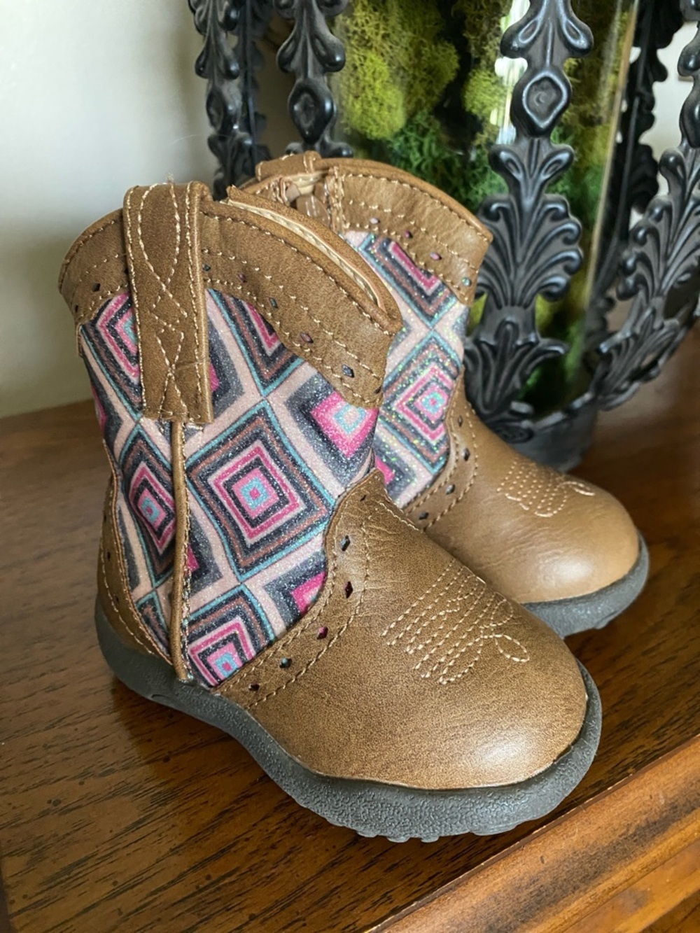 Roper CowBabies glitter geo tan Infants boots 🆕